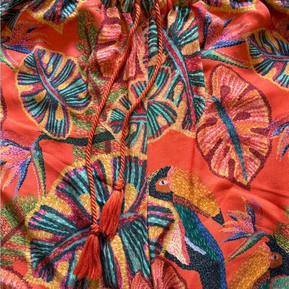 Farm Rio Birdie Orange Wide Leg Pants Size Small - Picture 9 of 9